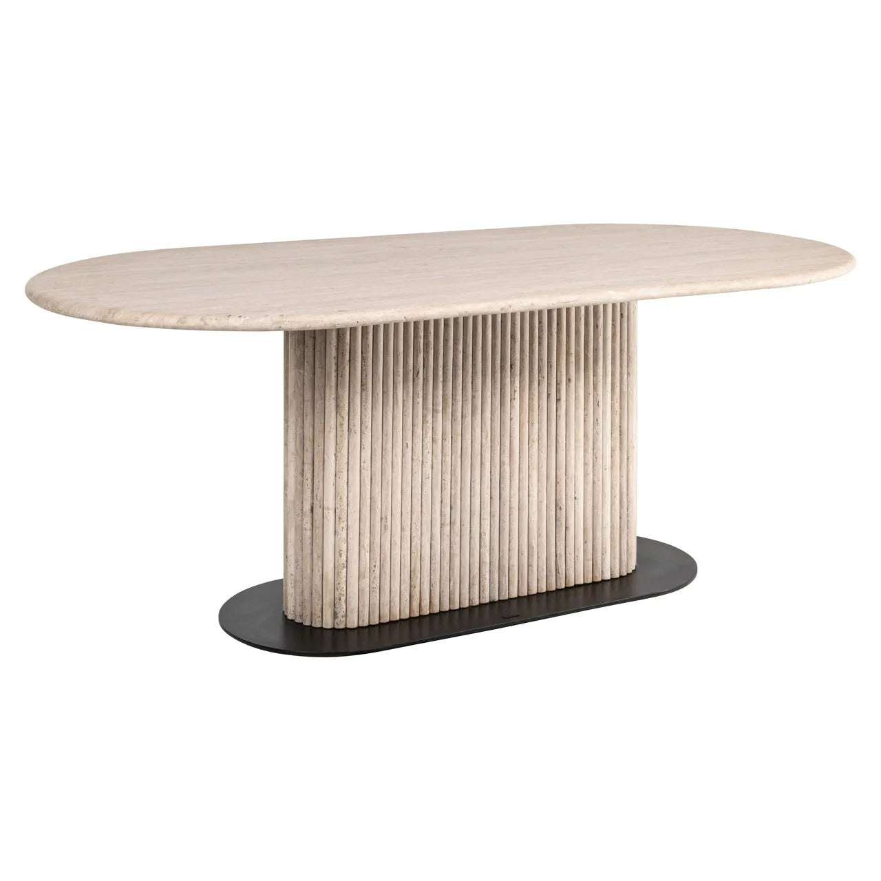 Richmond Interiors La Cantera Beige Travertine Oval Dining Table 200cm
