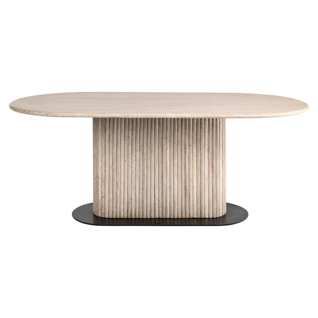 Richmond Interiors La Cantera Beige Travertine Oval Dining Table 200cm