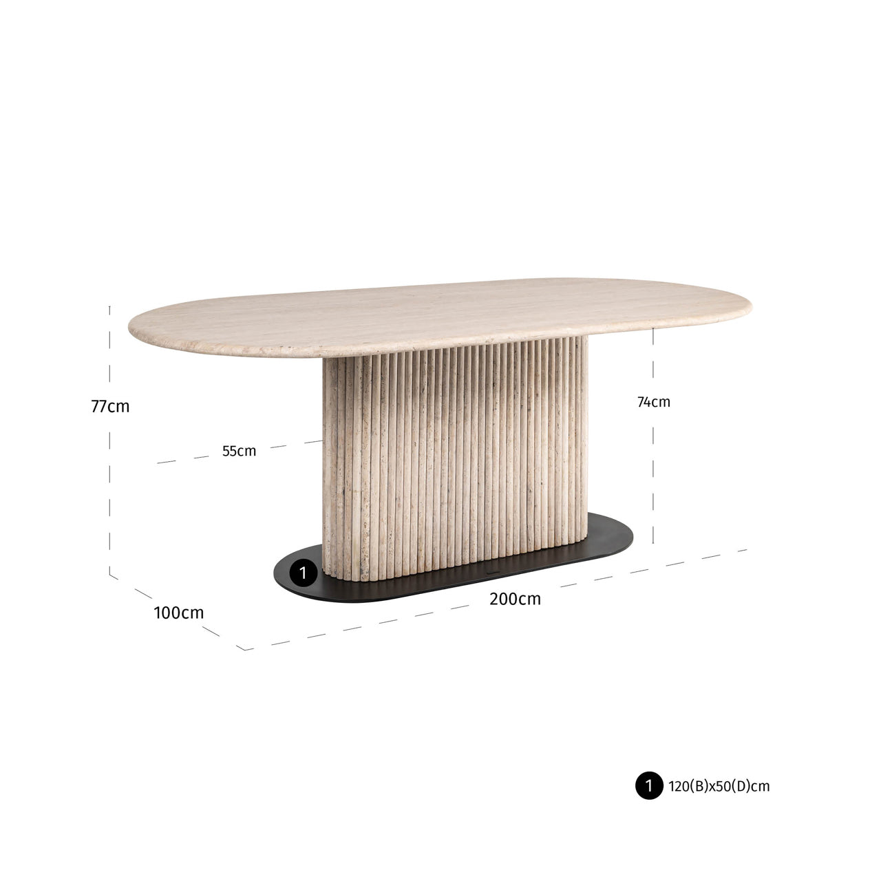 Richmond Interiors La Cantera Beige Travertine Oval Dining Table 200cm