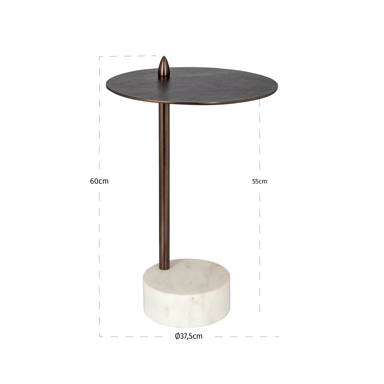 Richmond Interiors Barron Bronze & White Marble Side Table