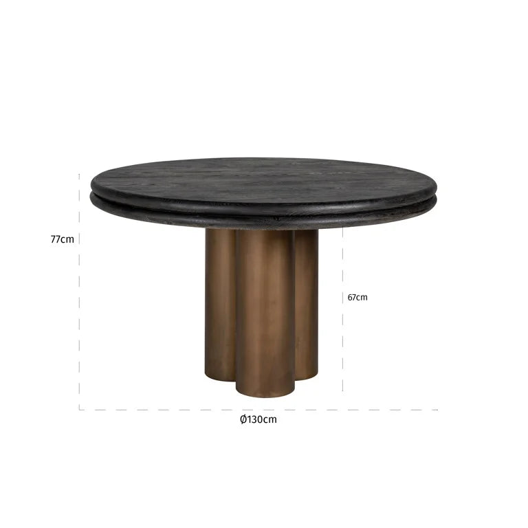 Richmond Interiors Macaron Bronze & Round Black Rustic Round Dining Table | 4 Seater