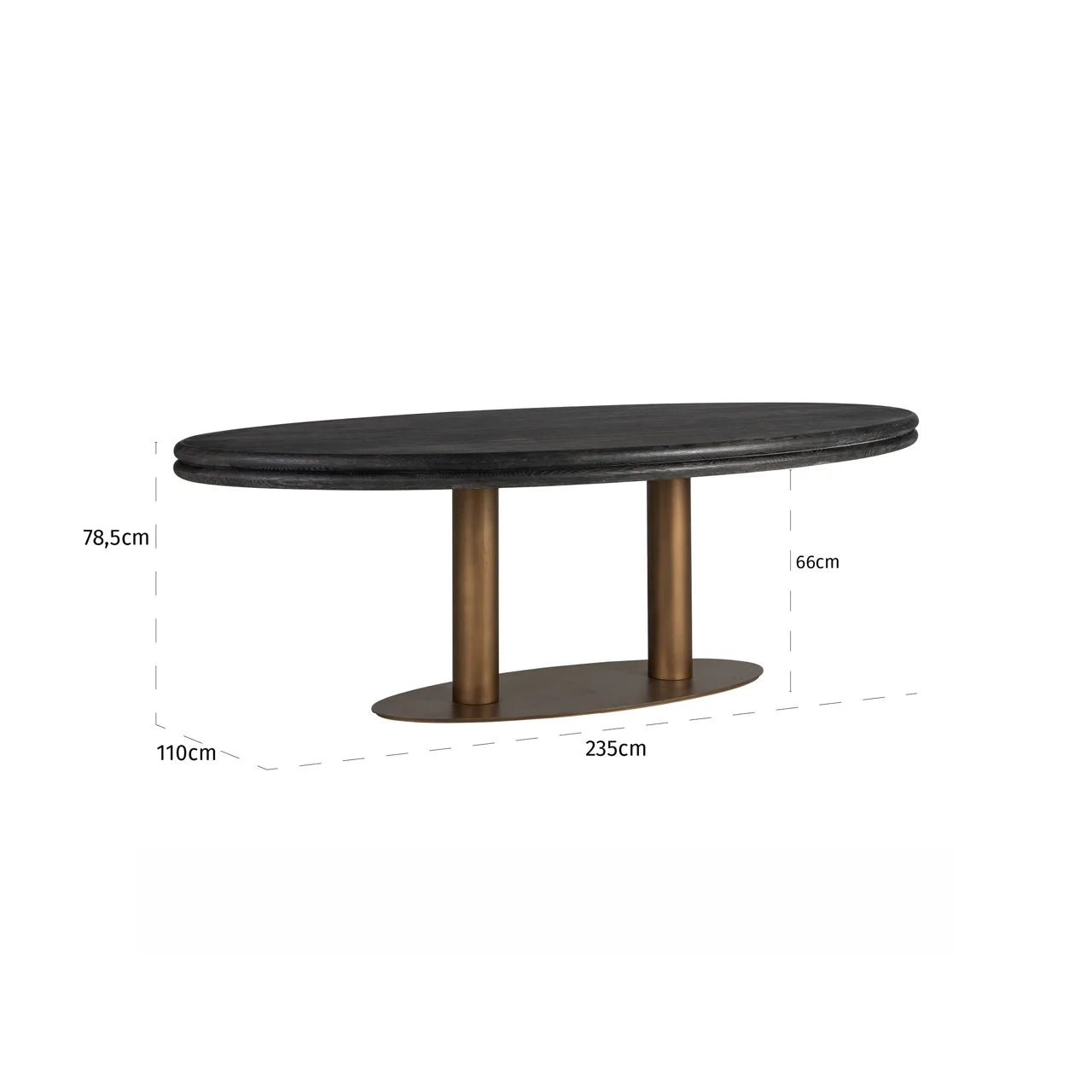 Richmond Interiors Lexington Bronze & Black Rustic Oval Dining Table | 8 Seater