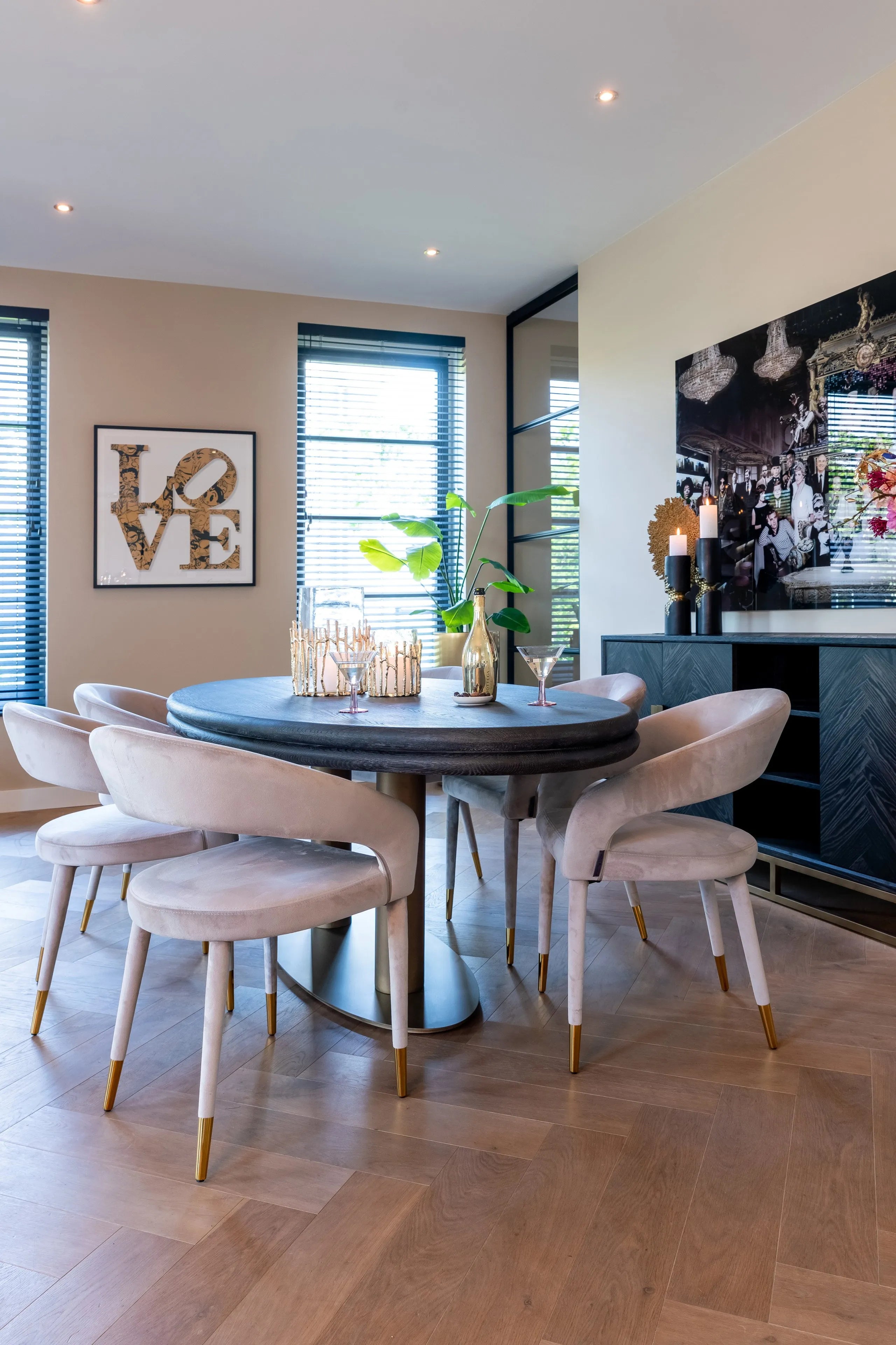 Richmond Interiors Lexington Bronze & Black Rustic Oval Dining Table | 8 Seater