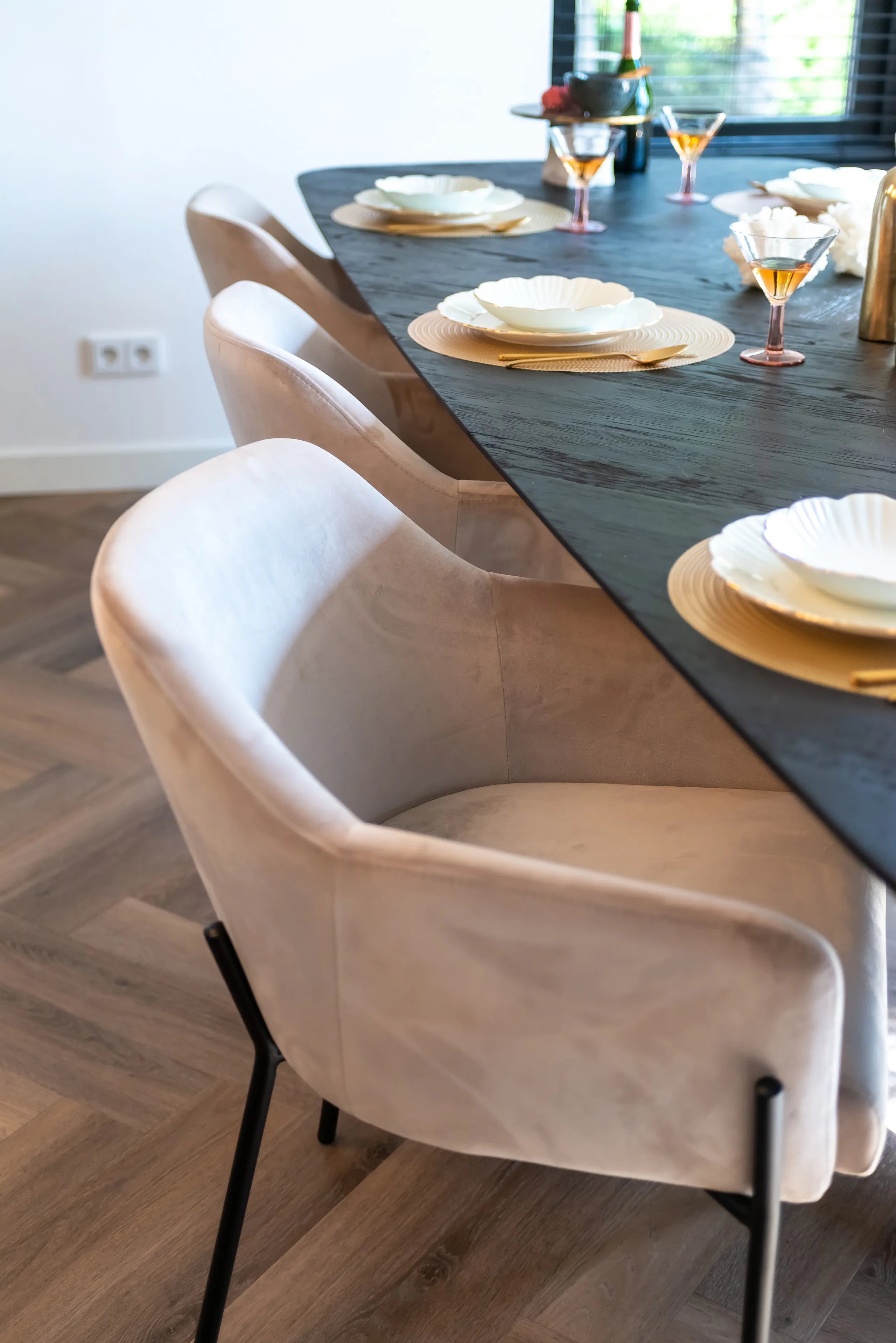 Richmond Interiors Hayley Bronze & Black Herringbone Dining Table 280cm