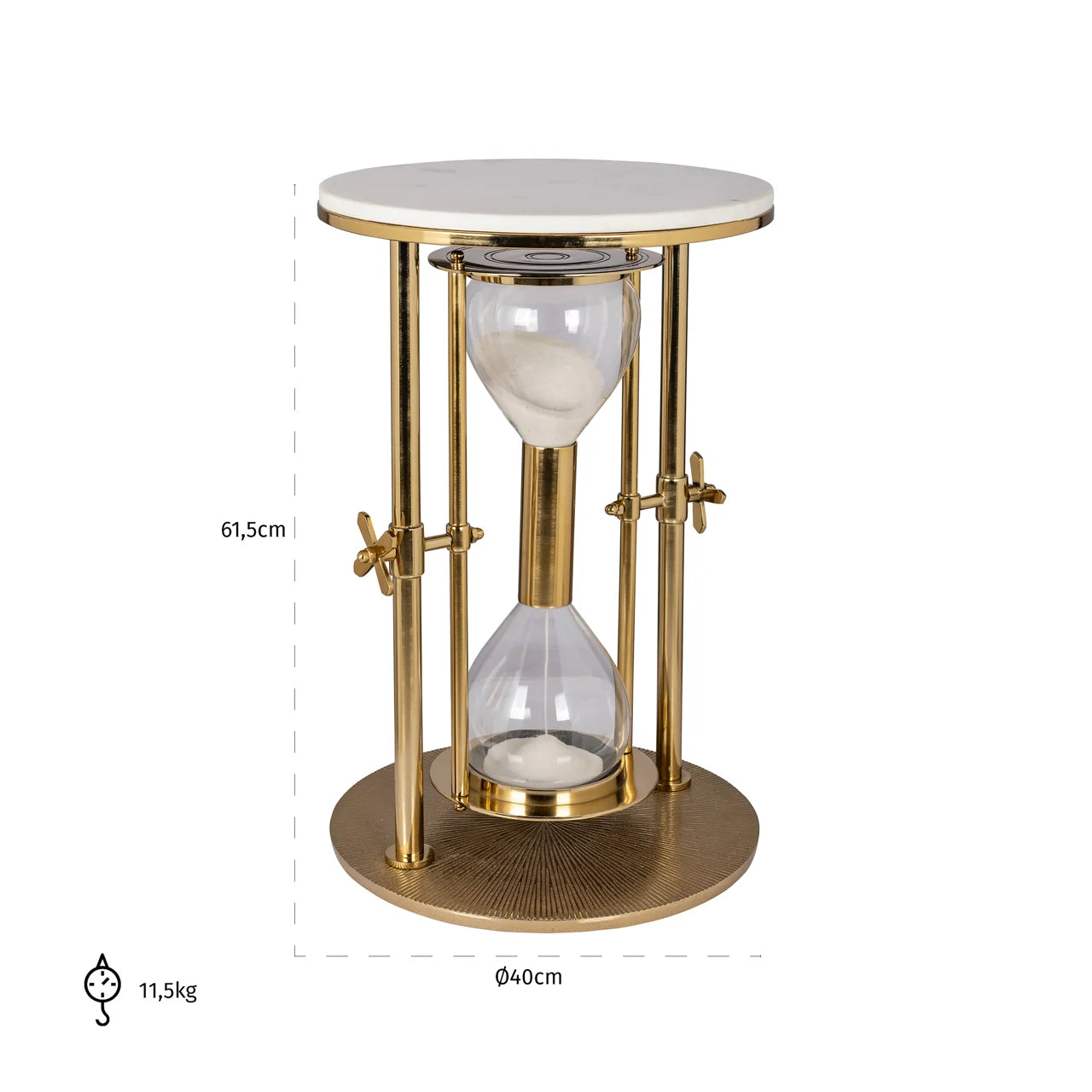 Richmond Interiors Tempus Gold & White Marble Hourglass Side Table