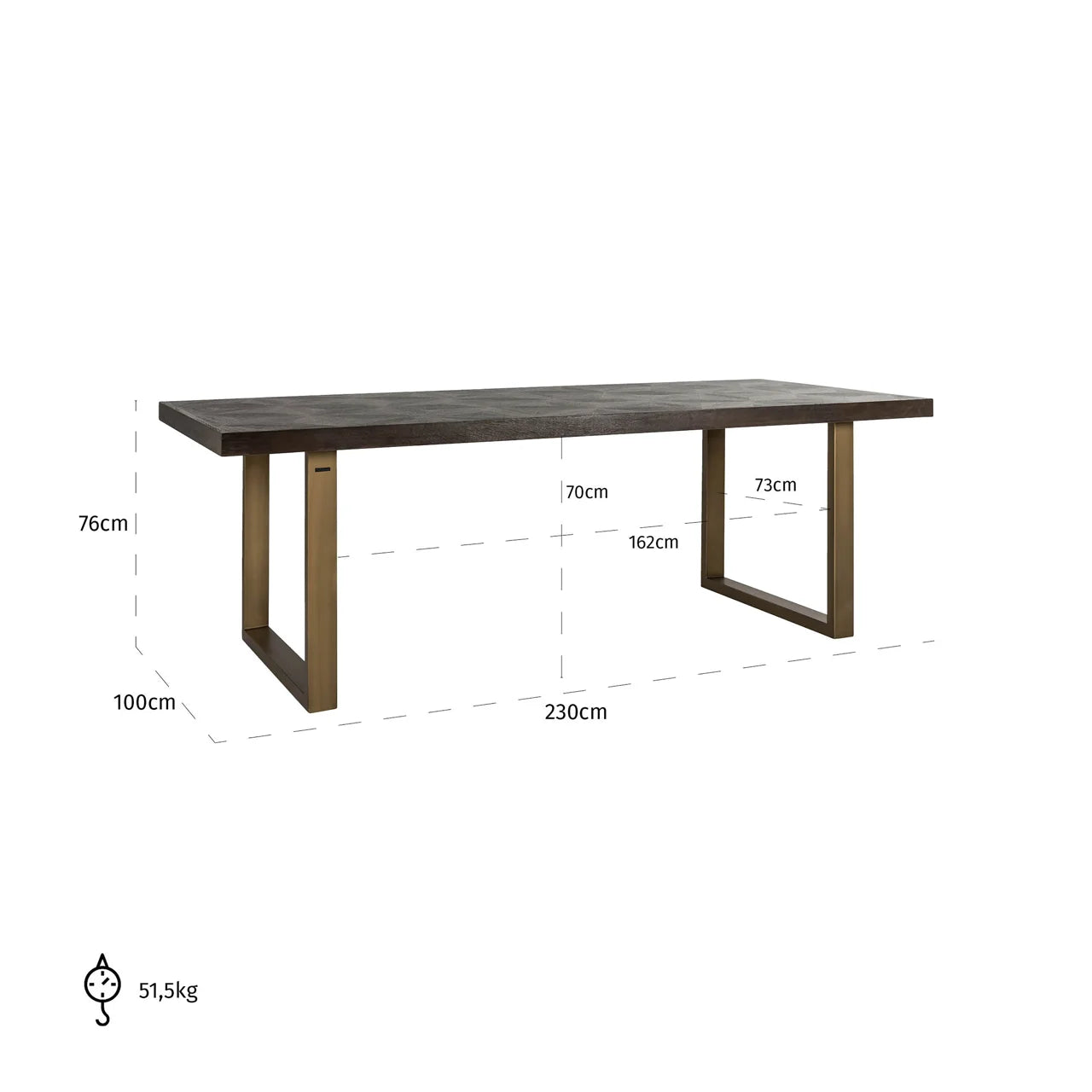 Richmond Interiors Luxor Diamond Pattern Dark Brown Oak Wood Rectangle Dining Table 230cm