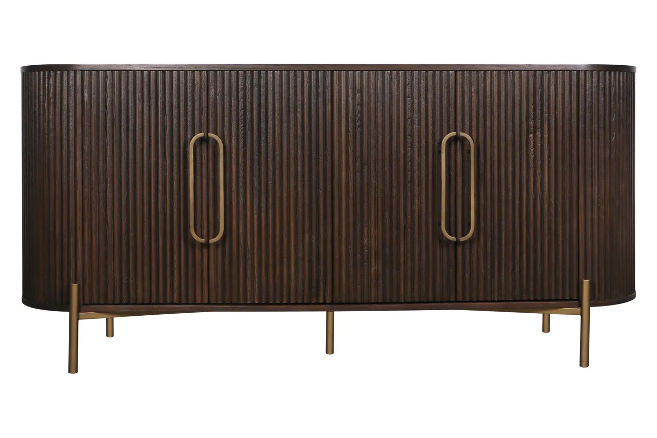 Richmond Interiors Luxor Dark Brown Ribbed Oak Wood Sideboard