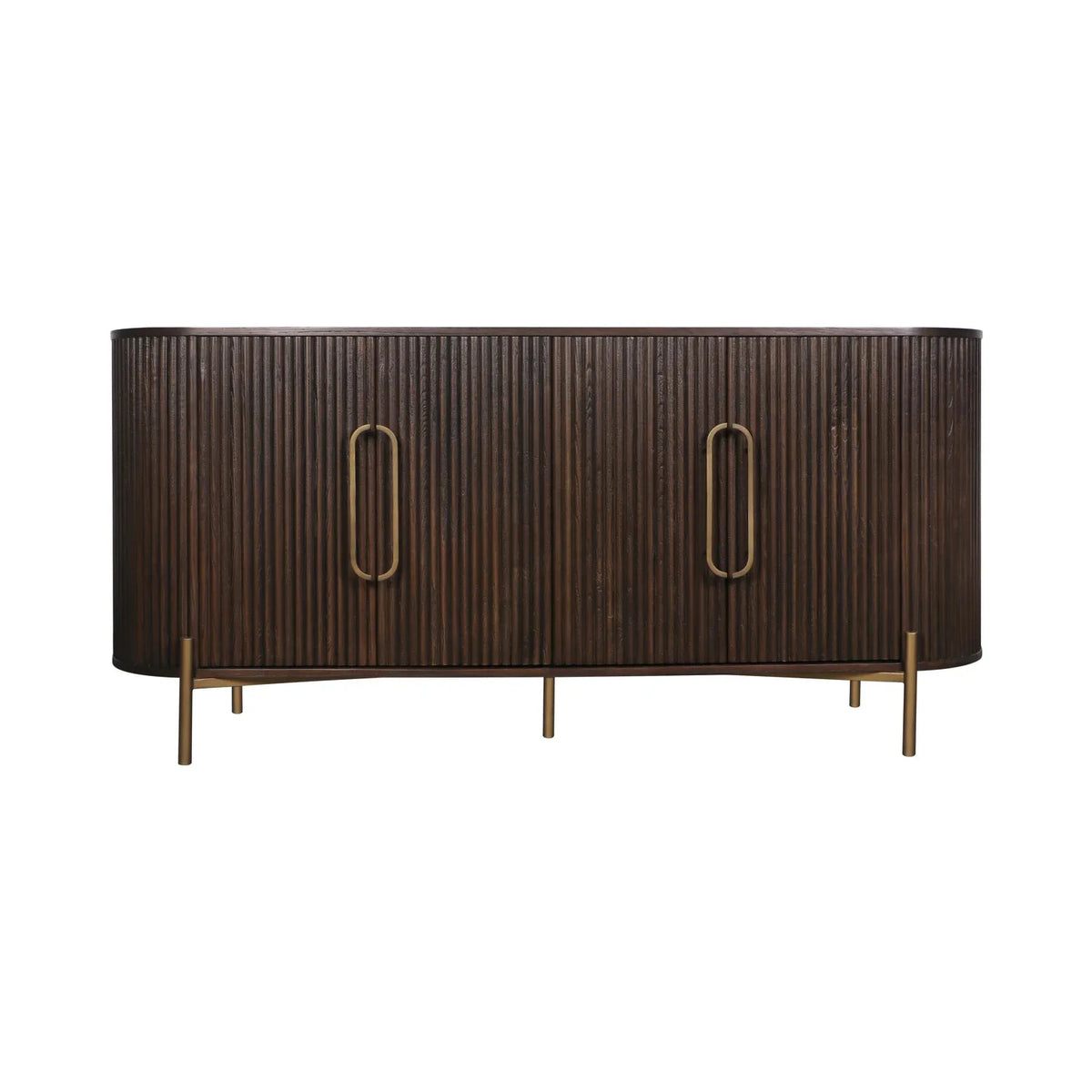 Richmond Interiors Luxor Dark Brown Ribbed Oak Wood Sideboard