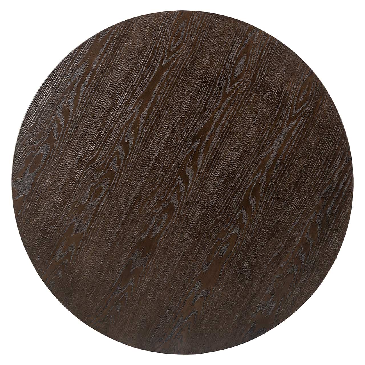 Richmond Interiors Luxor Dark Brown Ribbed Oak Wood & Gold  Round Coffee Table
