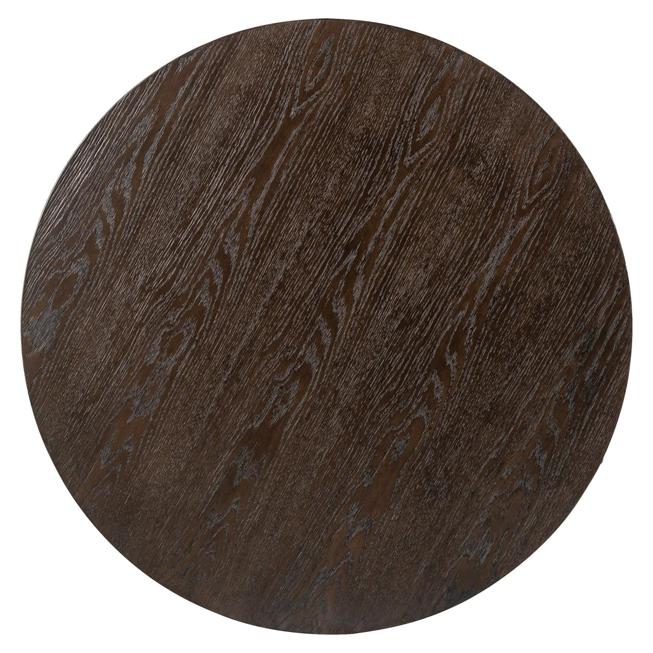 Richmond Interiors Luxor Dark Brown Ribbed Oak Wood & Gold Round Coffee Table