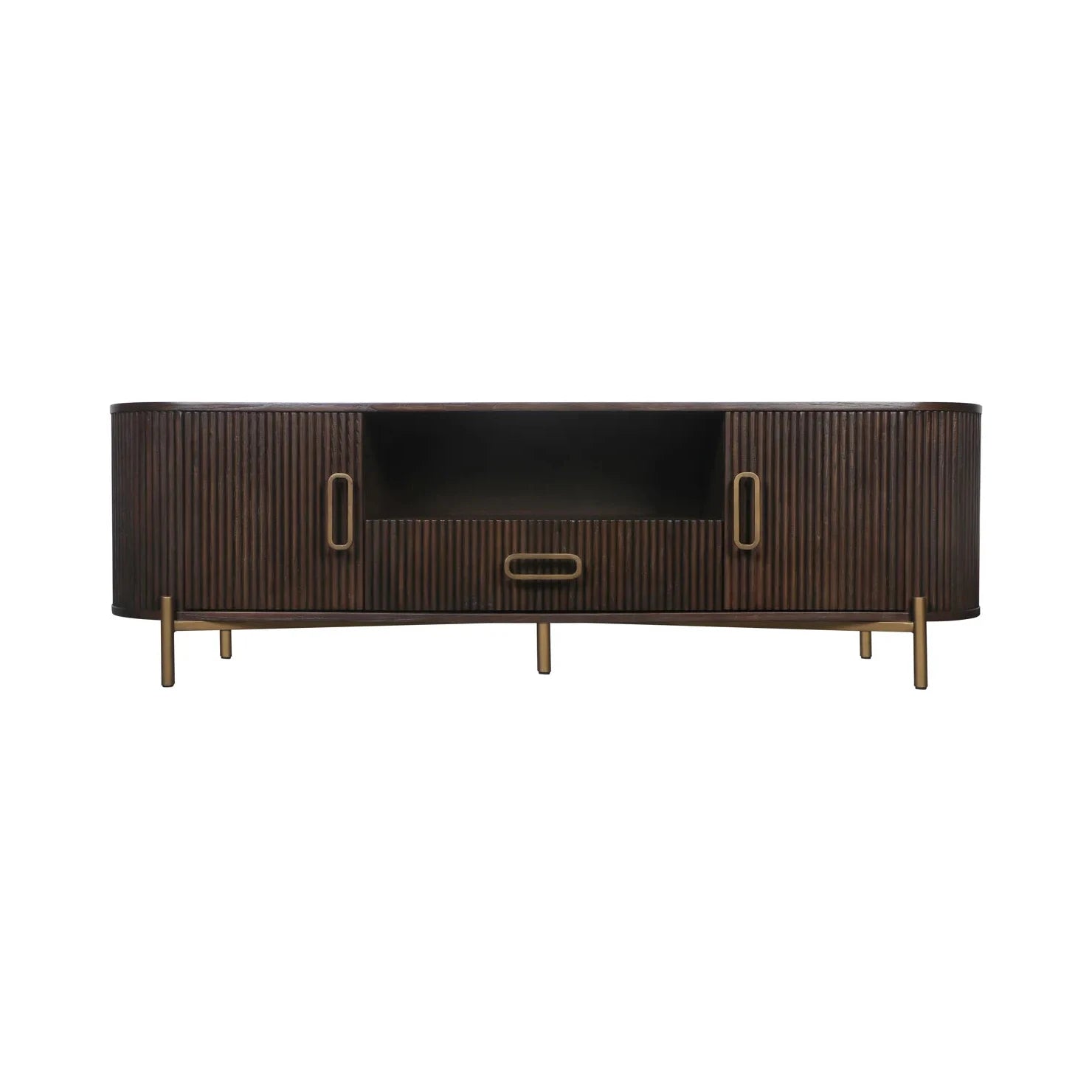 Tv Unit Ribbed Oak Richmond Interiors Luxor Dark Brown Ribbed Oak Wood TV Unit