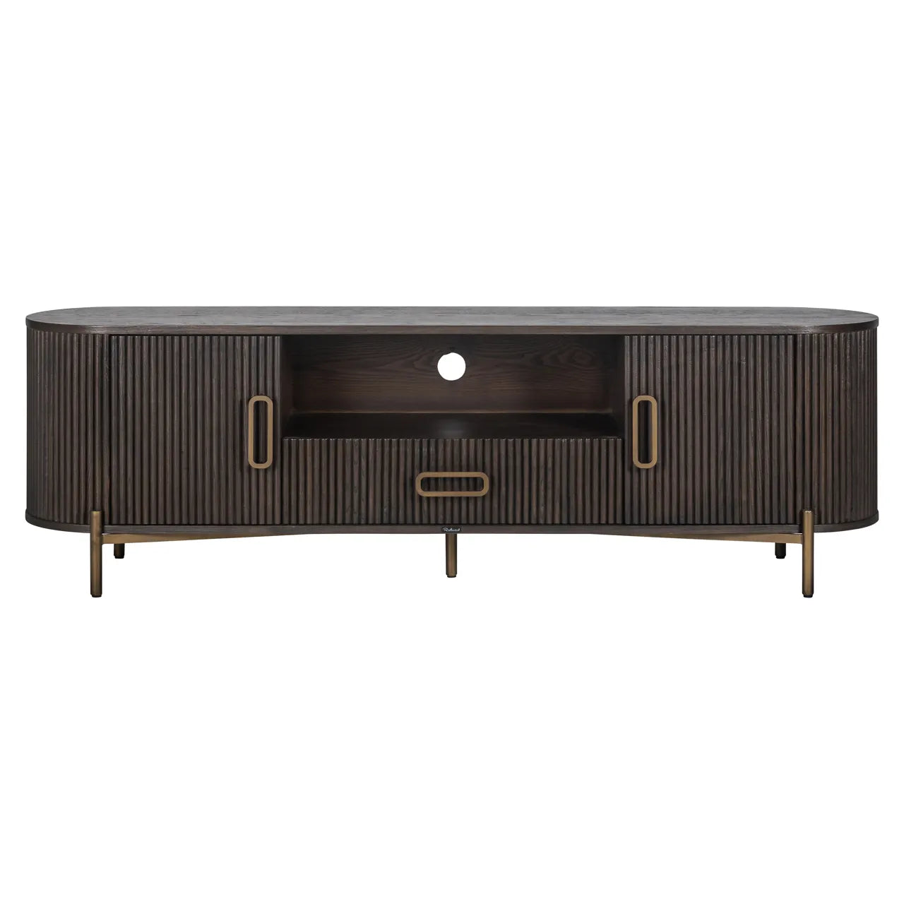 Richmond Interiors Luxor Dark Brown Ribbed Oak Wood TV Unit
