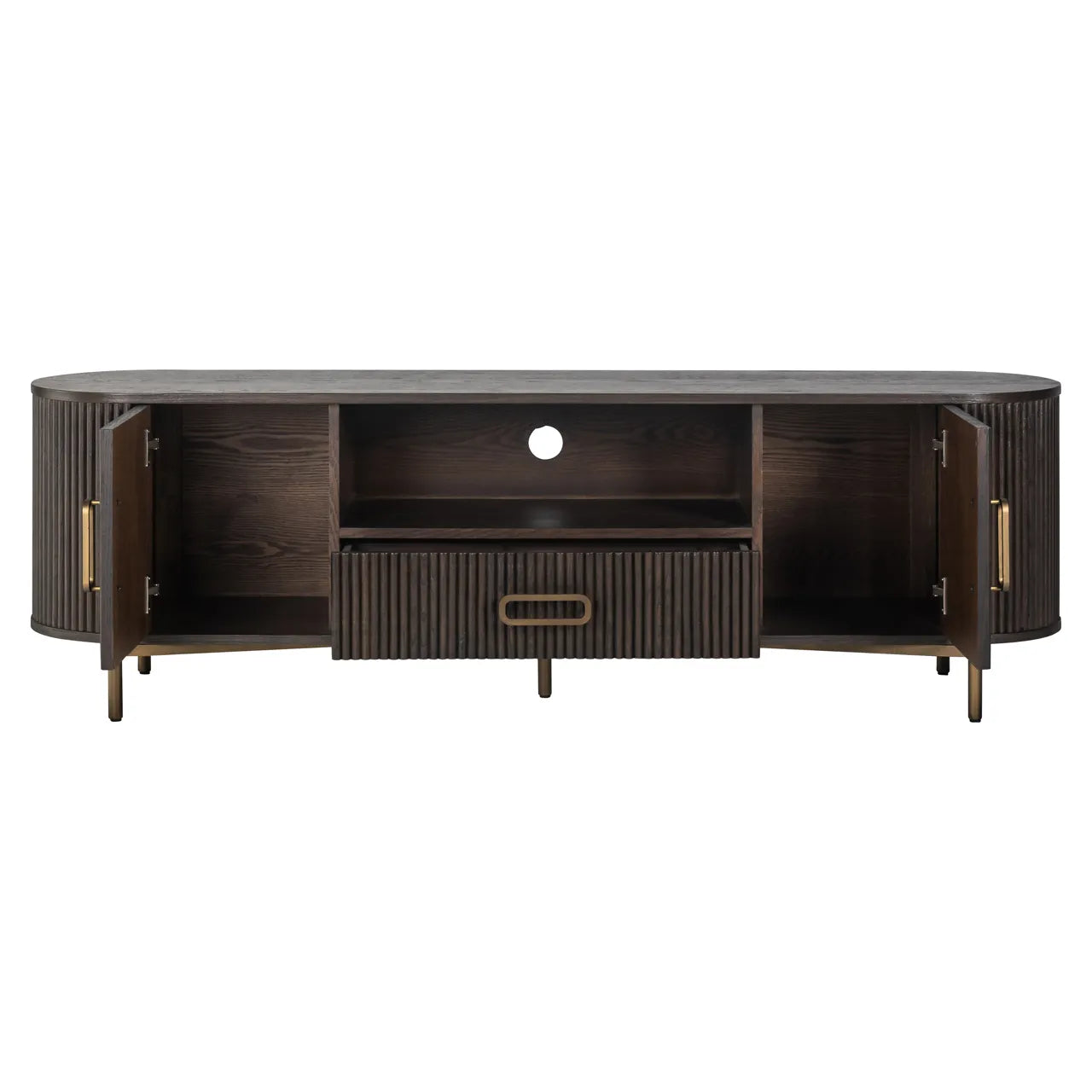 Richmond Interiors Luxor Dark Brown Ribbed Oak Wood TV Unit
