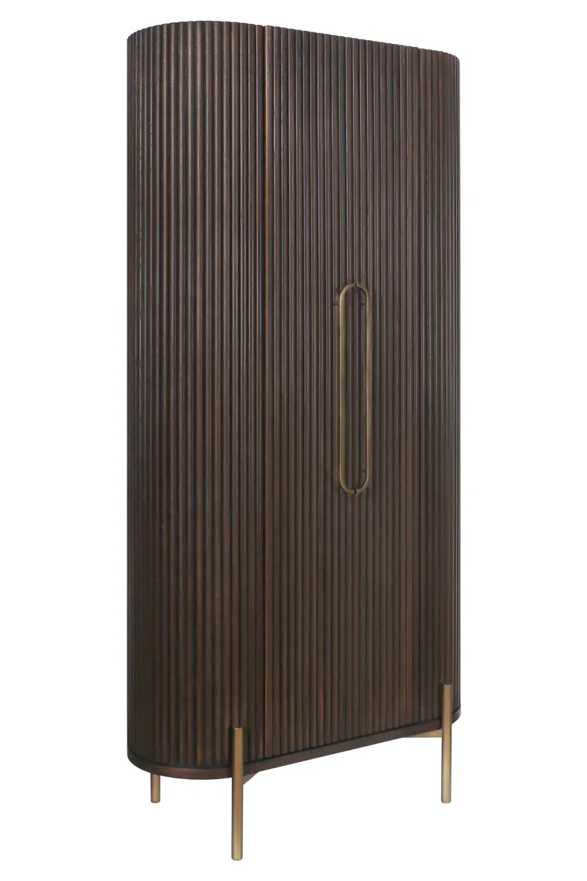 Richmond Interiors Luxor Dark Brown Ribbed Oak Wood Cabinet