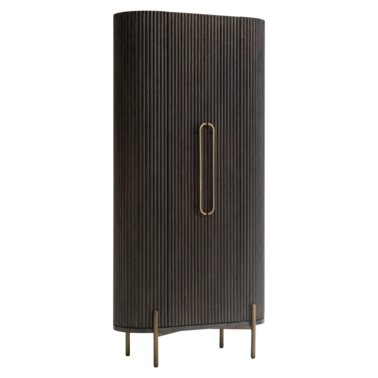 Richmond Interiors Luxor Dark Brown Ribbed Oak Wood Cabinet