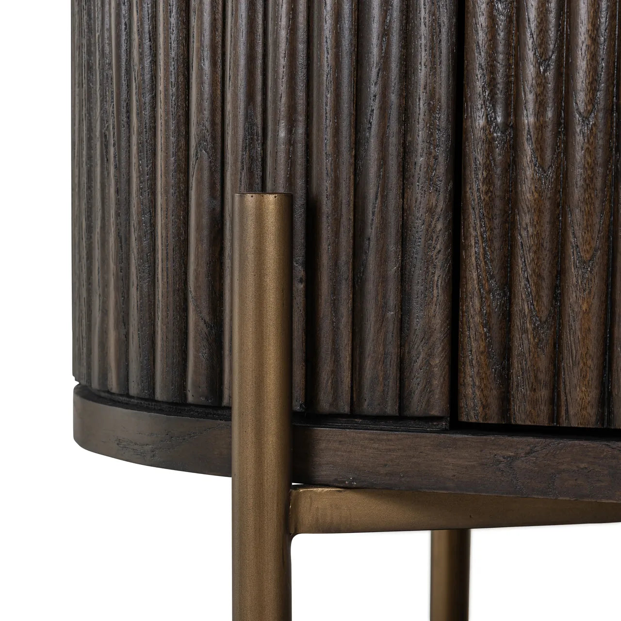 Richmond Interiors Luxor Dark Brown Ribbed Oak Wood Cabinet