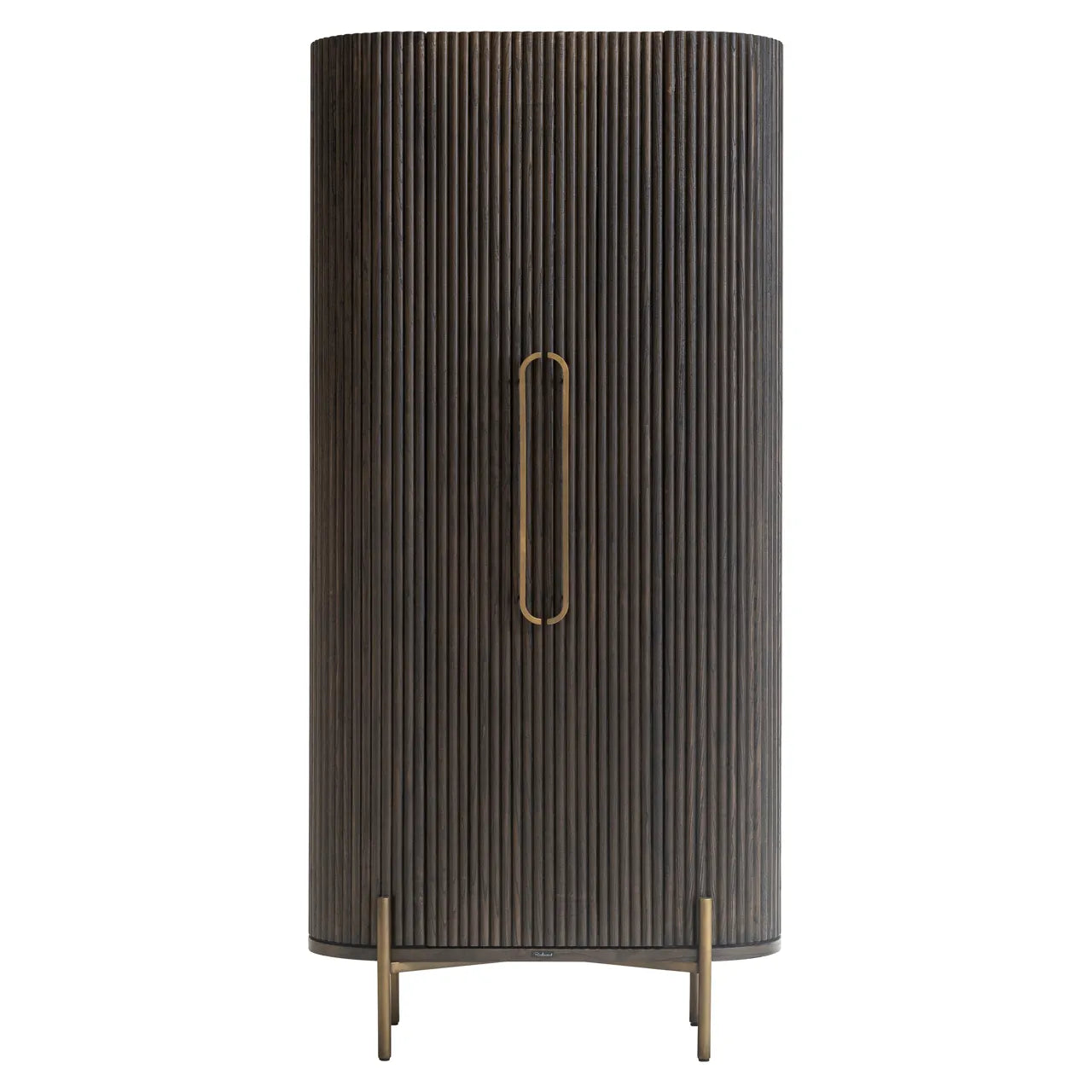 Richmond Interiors Luxor Dark Brown Ribbed Oak Wood Cabinet