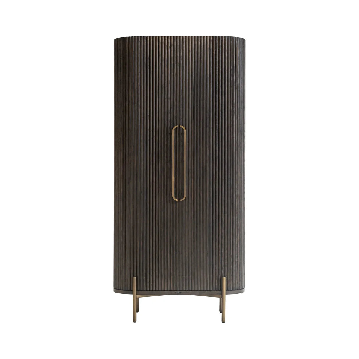Richmond Interiors Luxor Dark Brown Ribbed Oak Wood Cabinet