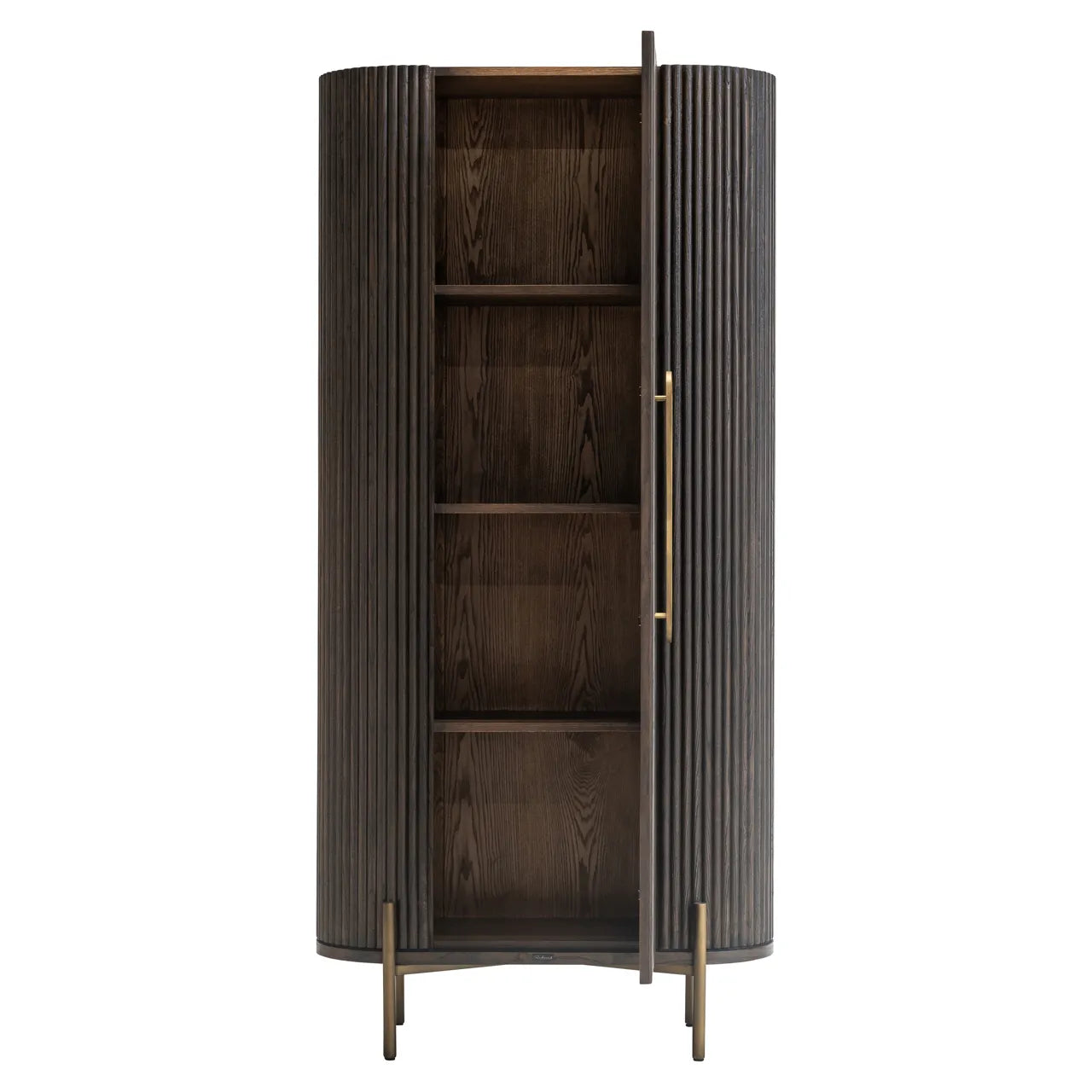 Richmond Interiors Luxor Dark Brown Ribbed Oak Wood Cabinet