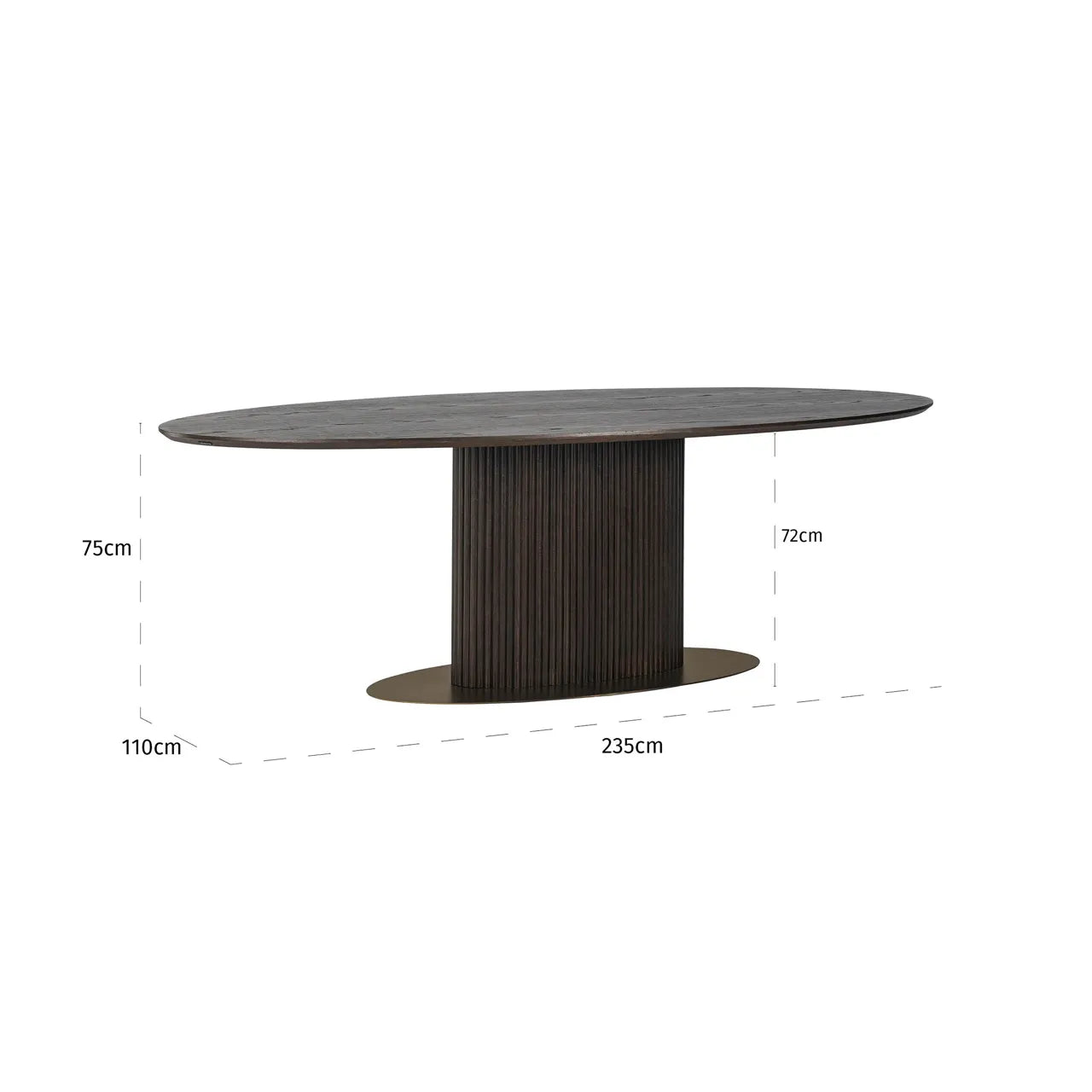 Richmond Interiors Luxor Dark Brown Oak Wood Oval Dining Table 235cm