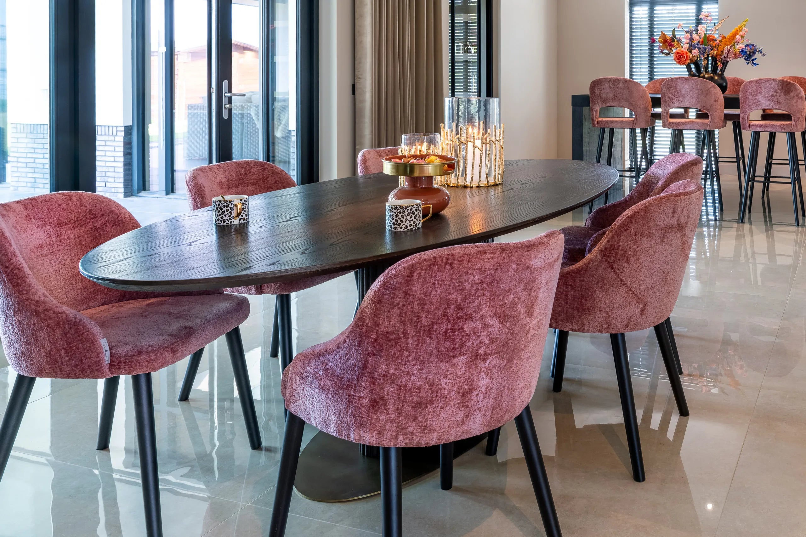 Richmond Interiors Luxor Dark Brown Oak Wood Oval Dining Table 235cm