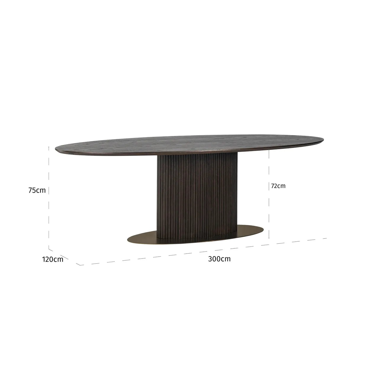 Richmond Interiors Luxor Dark Brown Oak Wood Oval Dining Table 300cm