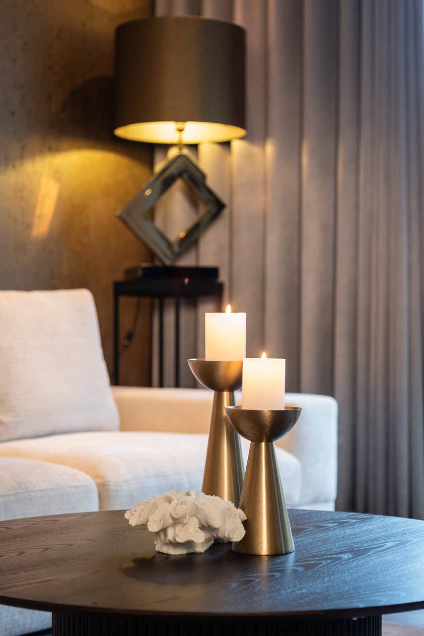 Richmond Interiors Luxor Dark Brown Ribbed Oak Wood Round Coffee Table