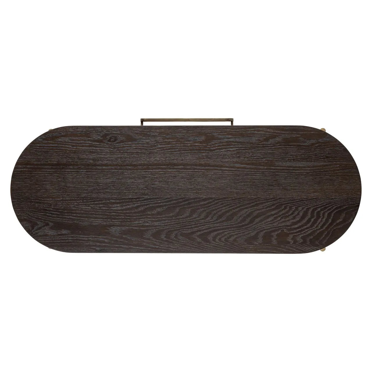 Richmond Interiors Luxor Dark Brown Ribbed Oak Wood & Gold Console Table