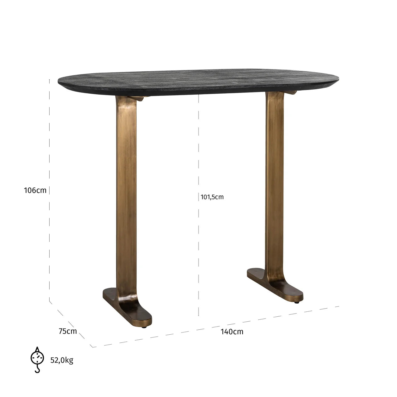 Richmond Interiors Revelin Bronze & Black Rustic Oval Bar Table