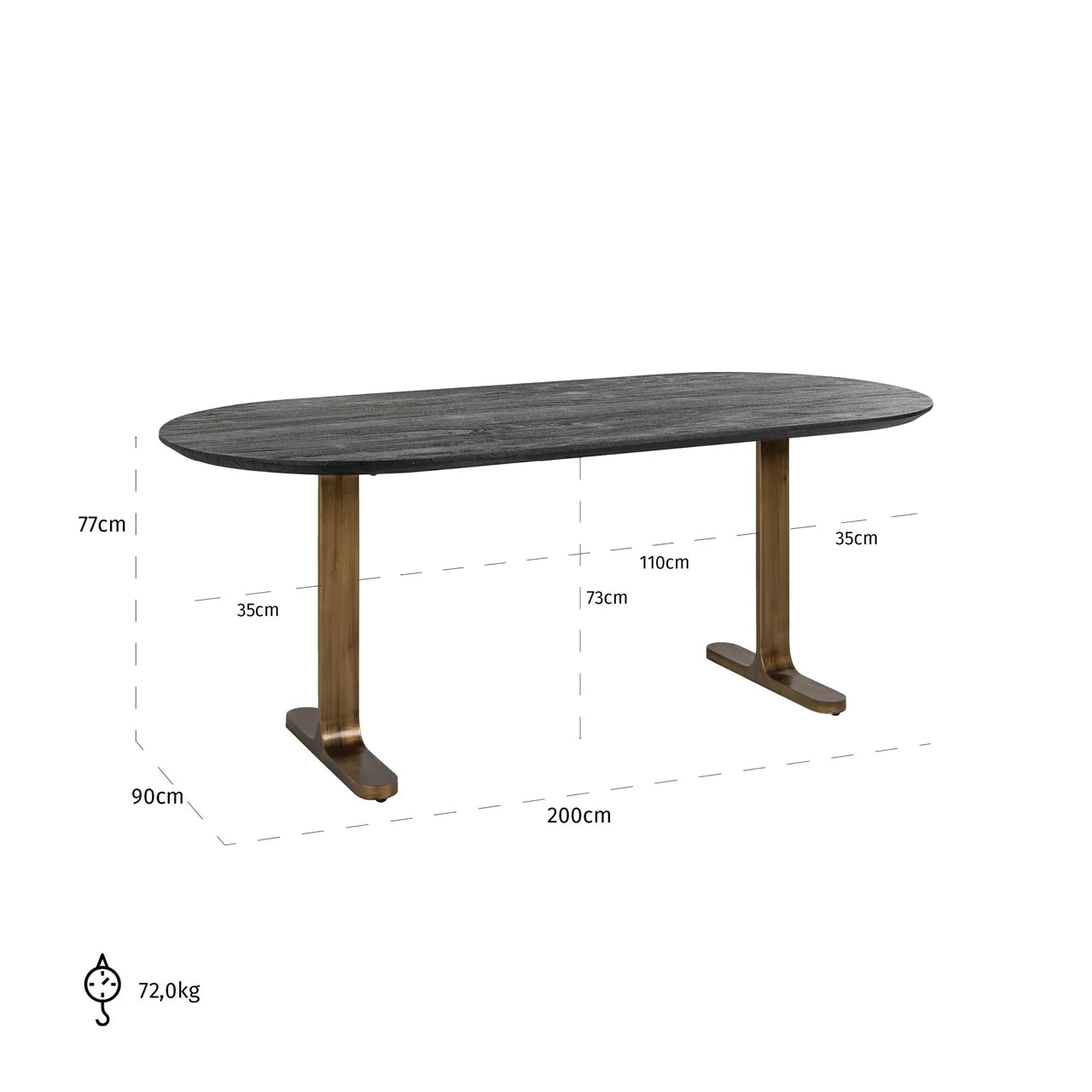Richmond Interiors Revelin Bronze & Black Rustic Oval Dining Table | 6 Seater