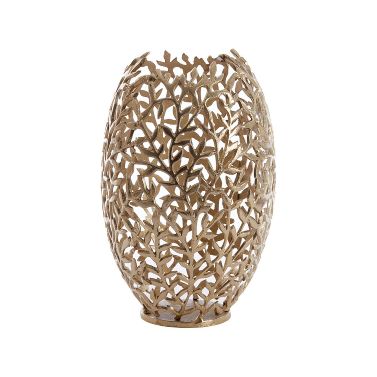 Famaro Antique Gold Metal Hurricane Candle Holder