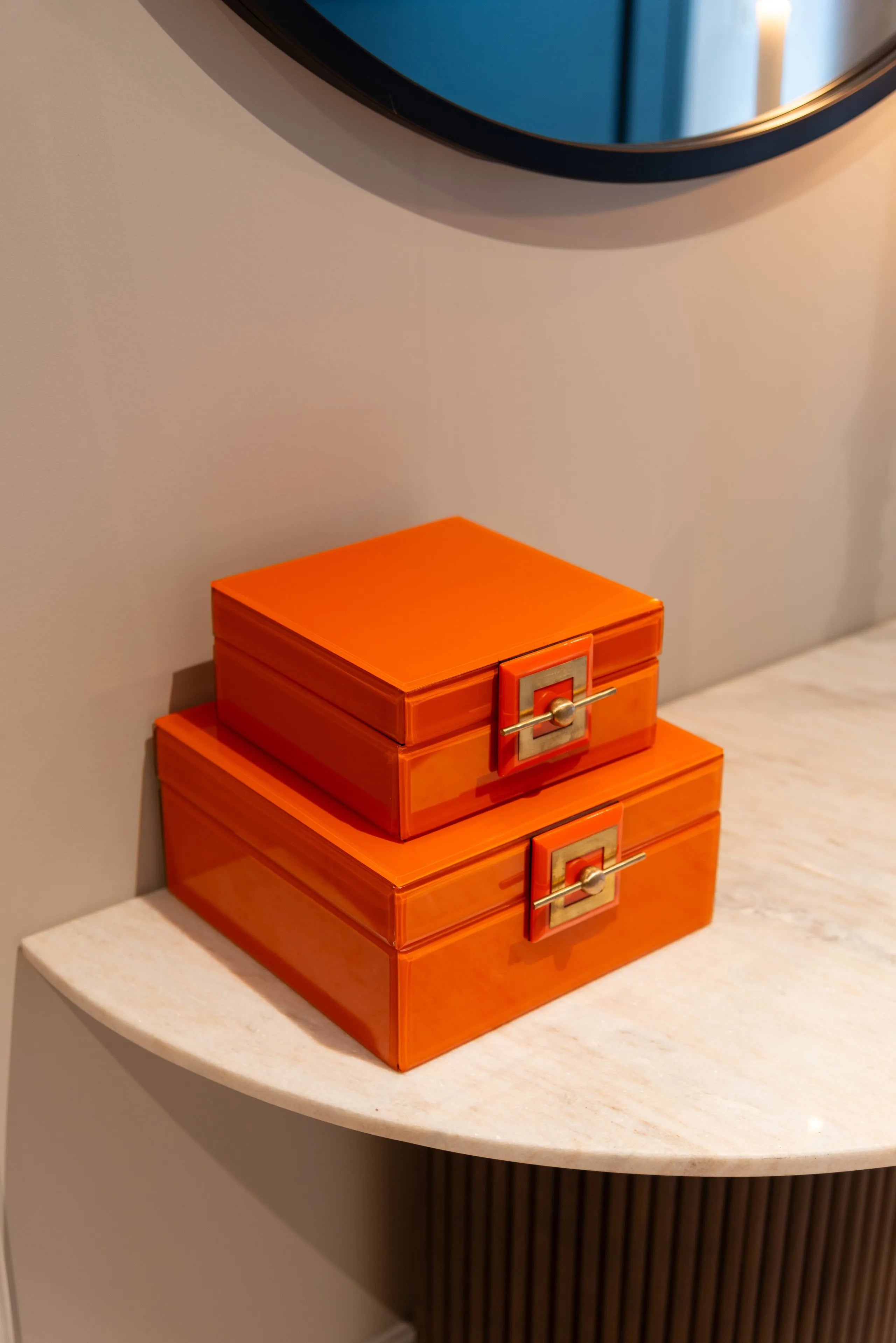 Richmond Interiors Bodine Orange Glass Jewellery Box Large