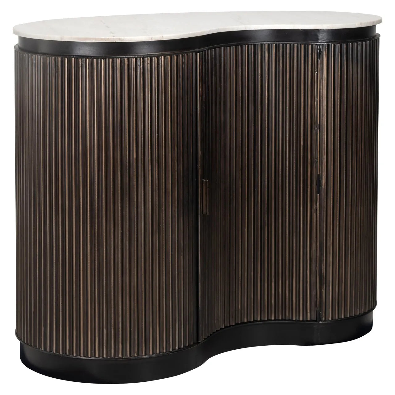 Richmond Interiors Mayfield White Morchana Marble & Brown Wood Sideboard | 1 Door