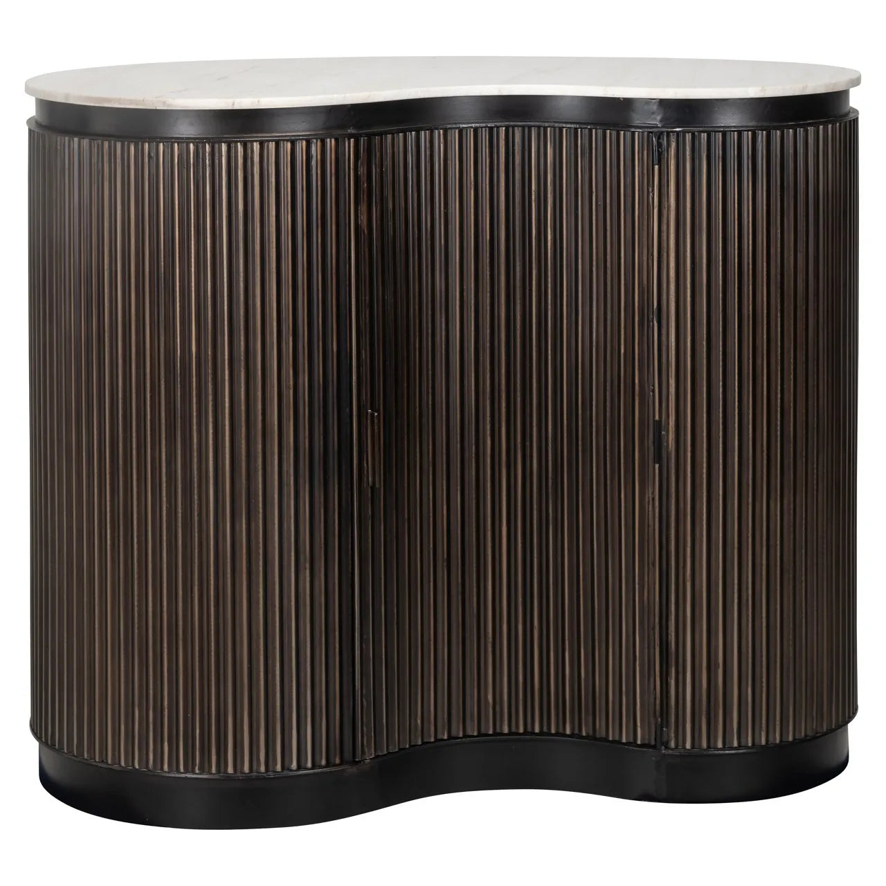 Richmond Interiors Mayfield White Morchana Marble & Brown Wood Sideboard | 1 Door