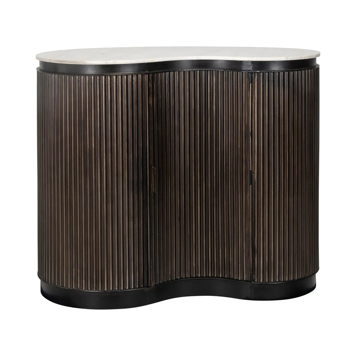 Richmond Interiors Mayfield White Morchana Marble & Brown Wood Sideboard | 1 Door