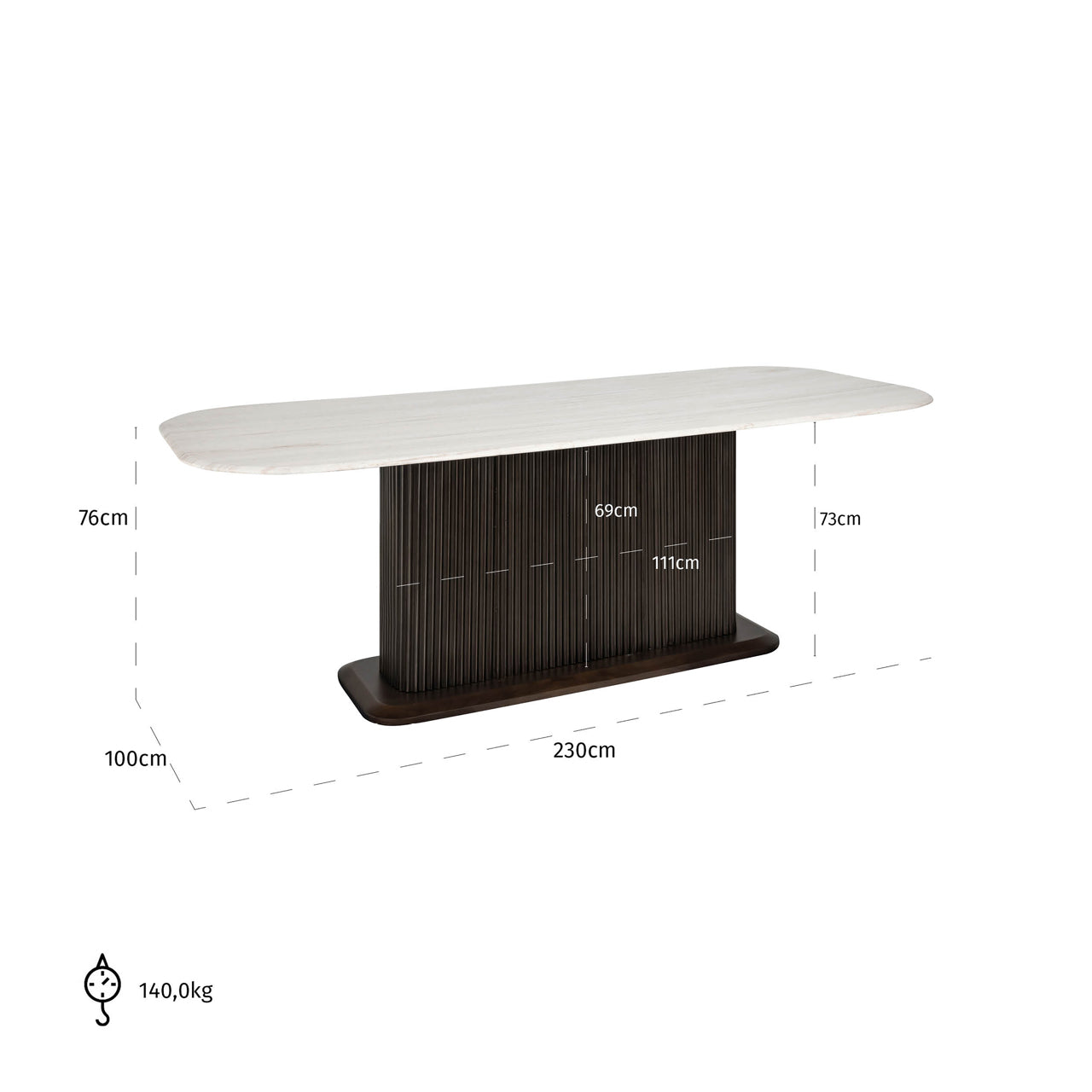 Richmond Interiors Mayfield White Morchana Marble Dining Table | 8 Seater