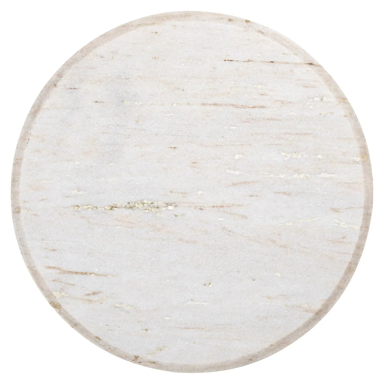 Richmond Interiors Mayfield White Morchana Marble & Brown Wood Round Side Table