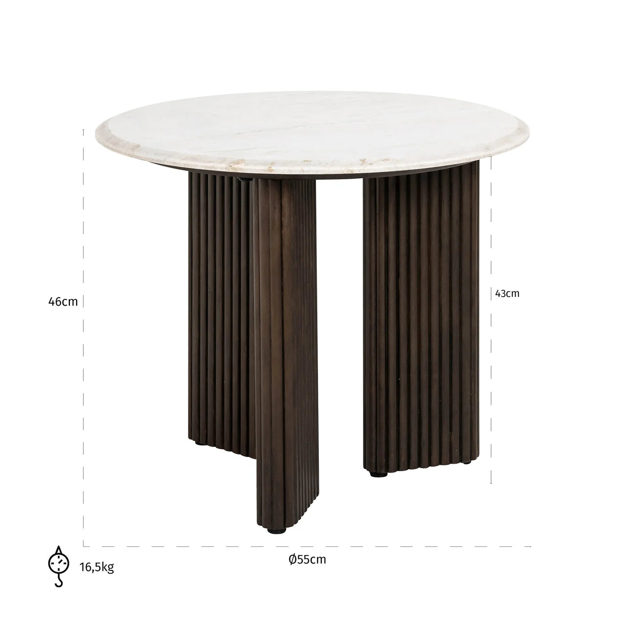 Richmond Interiors Mayfield White Morchana Marble & Brown Wood Round Side Table