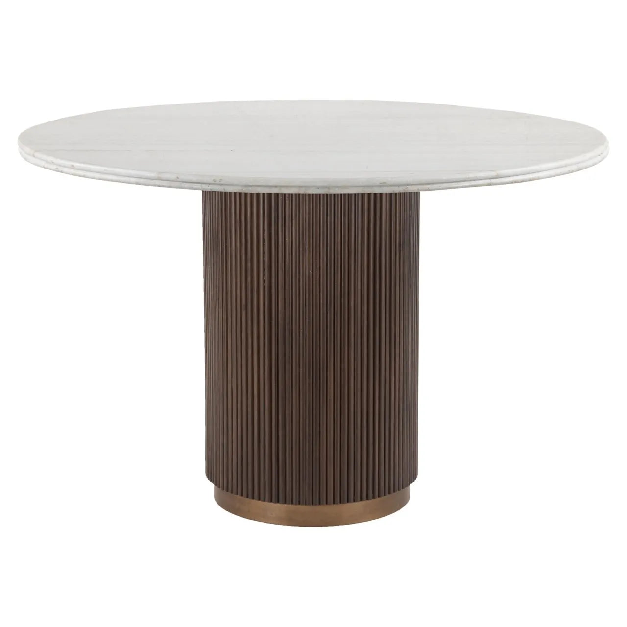 Richmond Interiors Mayfield Brown Wood & White Marble Round Dining Table 120cm