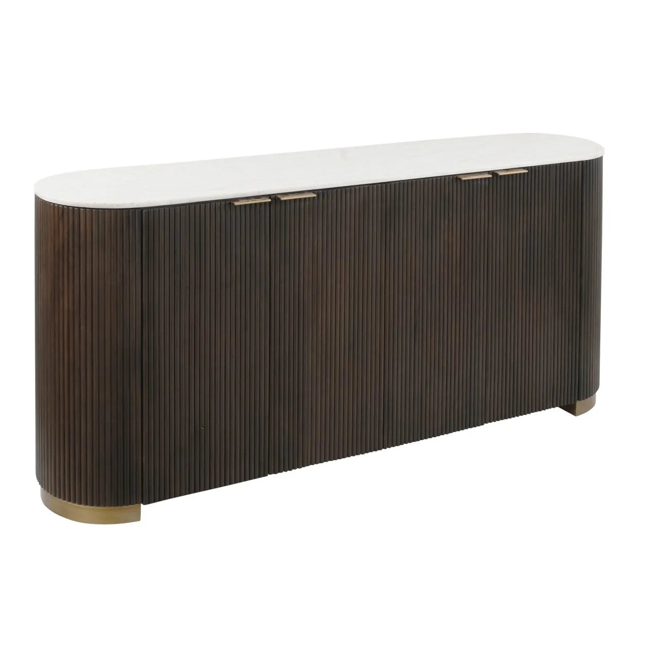 Richmond Interiors Mayfield Brown Mango Wood & White Marble Sideboard