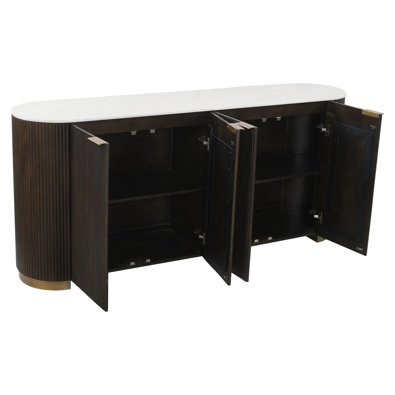 Richmond Interiors Mayfield Brown Mango Wood & White Marble Sideboard