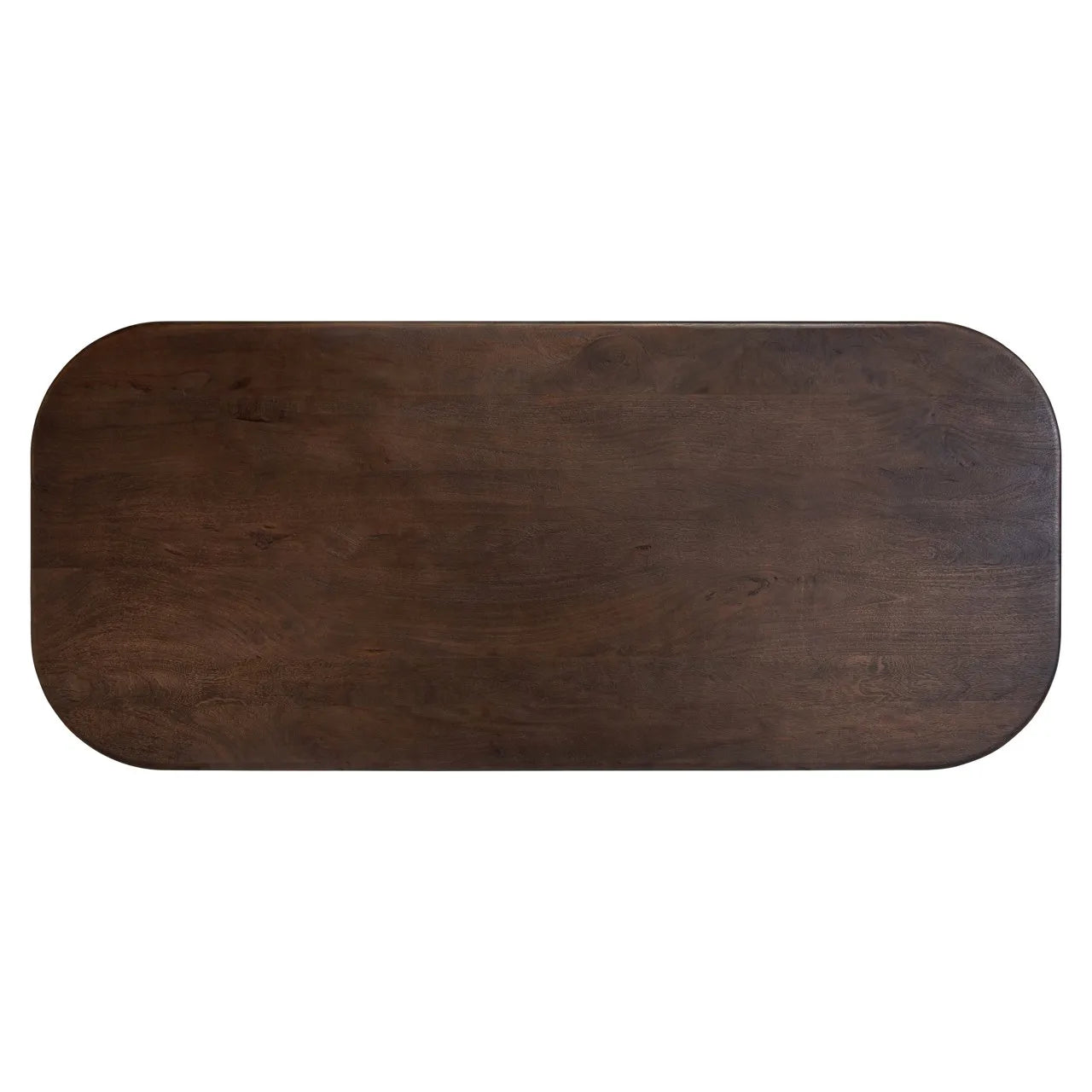 Richmond Interiors Cavo Brushed Gold & Black Acacia Wood Rounded Rectangle Dining Table | 8 Seater