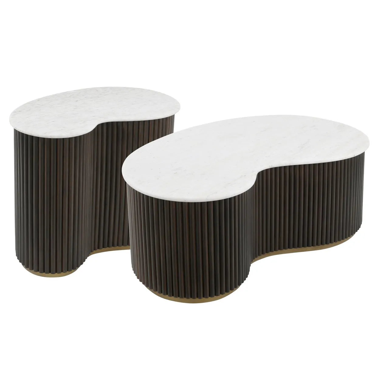 Set of 2 Richmond Interiors Mayfield Brown & White Marble Coffee Table