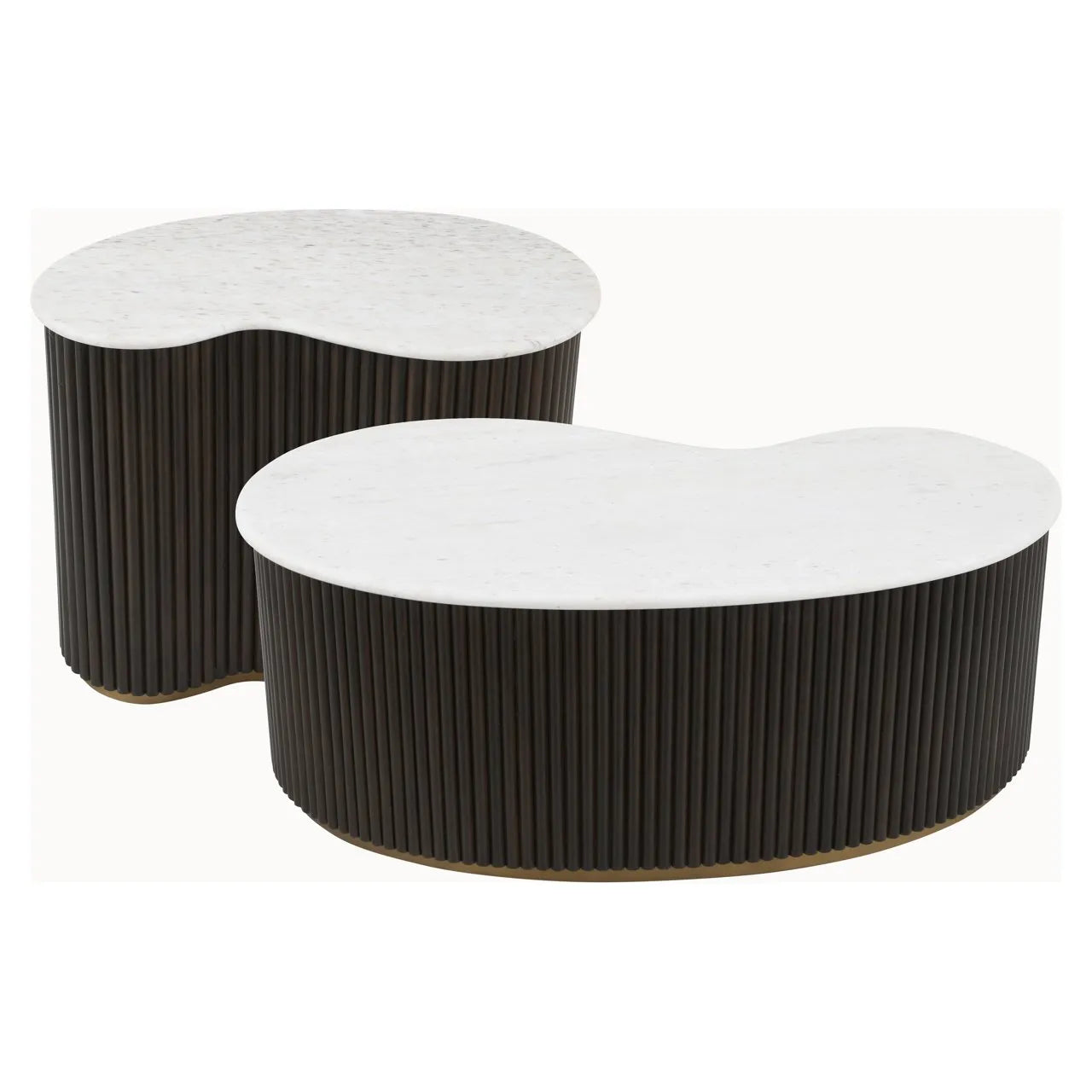 Set of 2 Richmond Interiors Mayfield Brown & White Marble Coffee Table