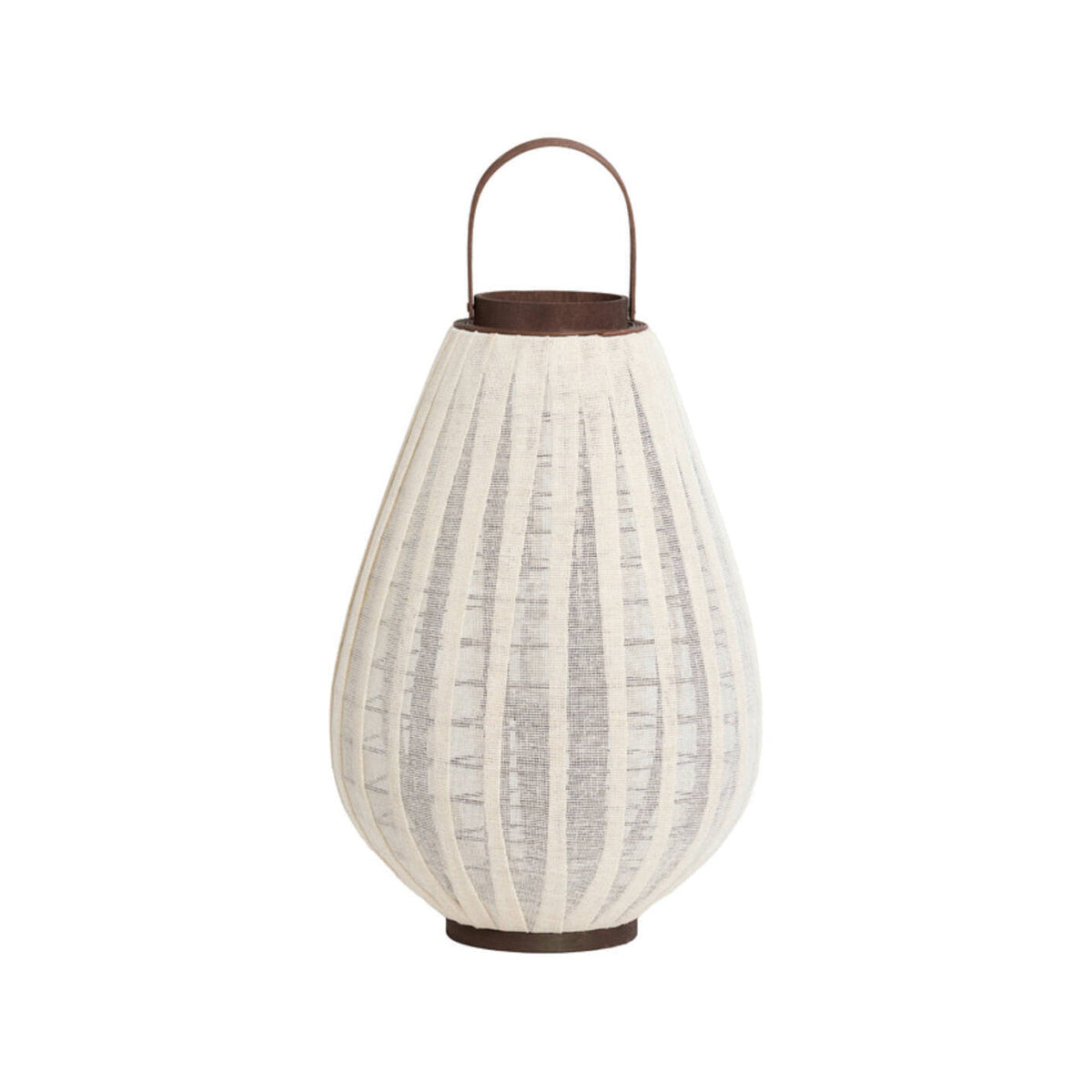 Dazio Natural Linen & Dark Brown Wood Hurricane Candle Holder 55cm
