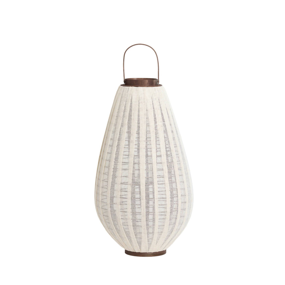 Dazio Natural Linen & Dark Brown Wood Hurricane Candle Holder 70cm