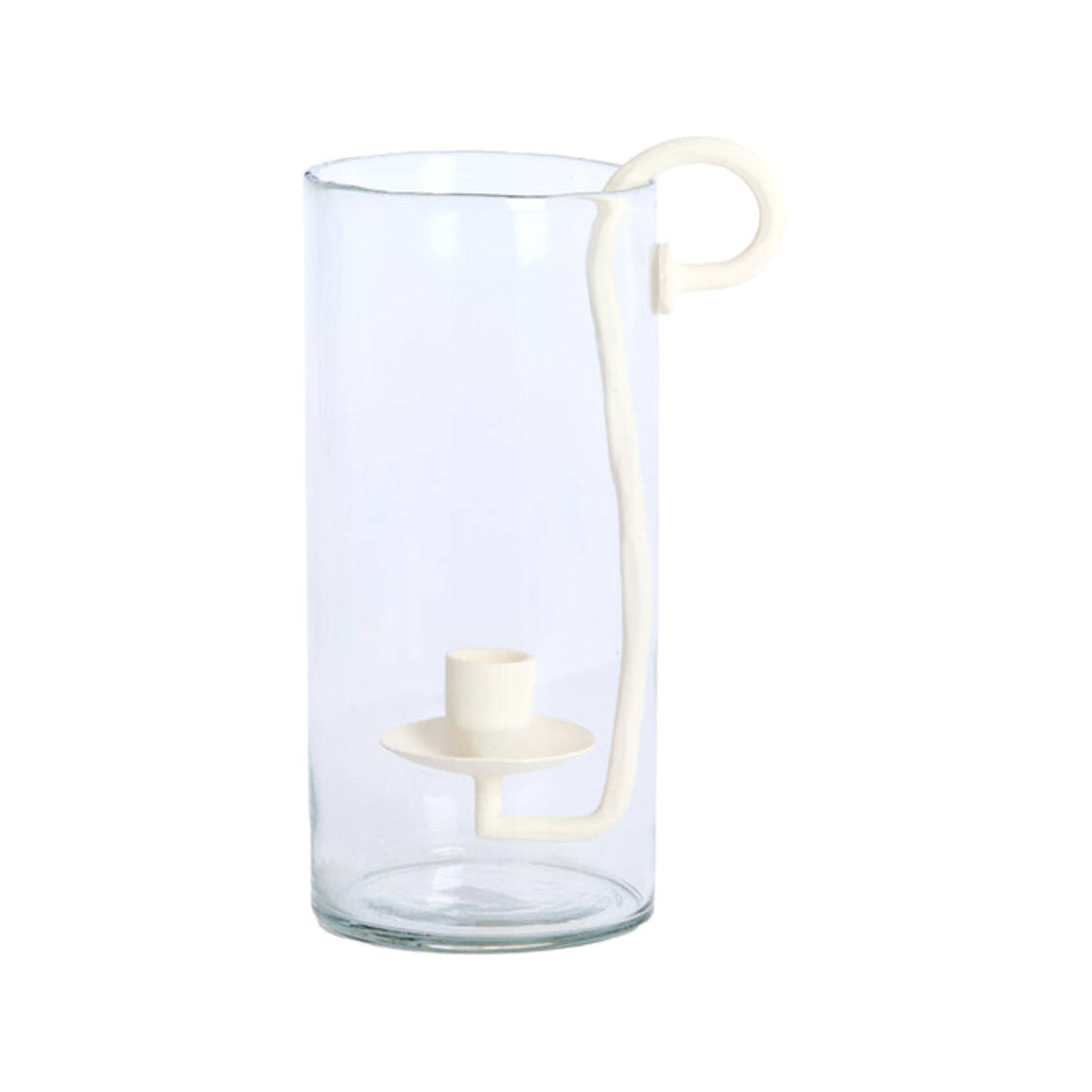 Dolega Clear & Cream Glass Hurricane Candle Holder 28.5cm