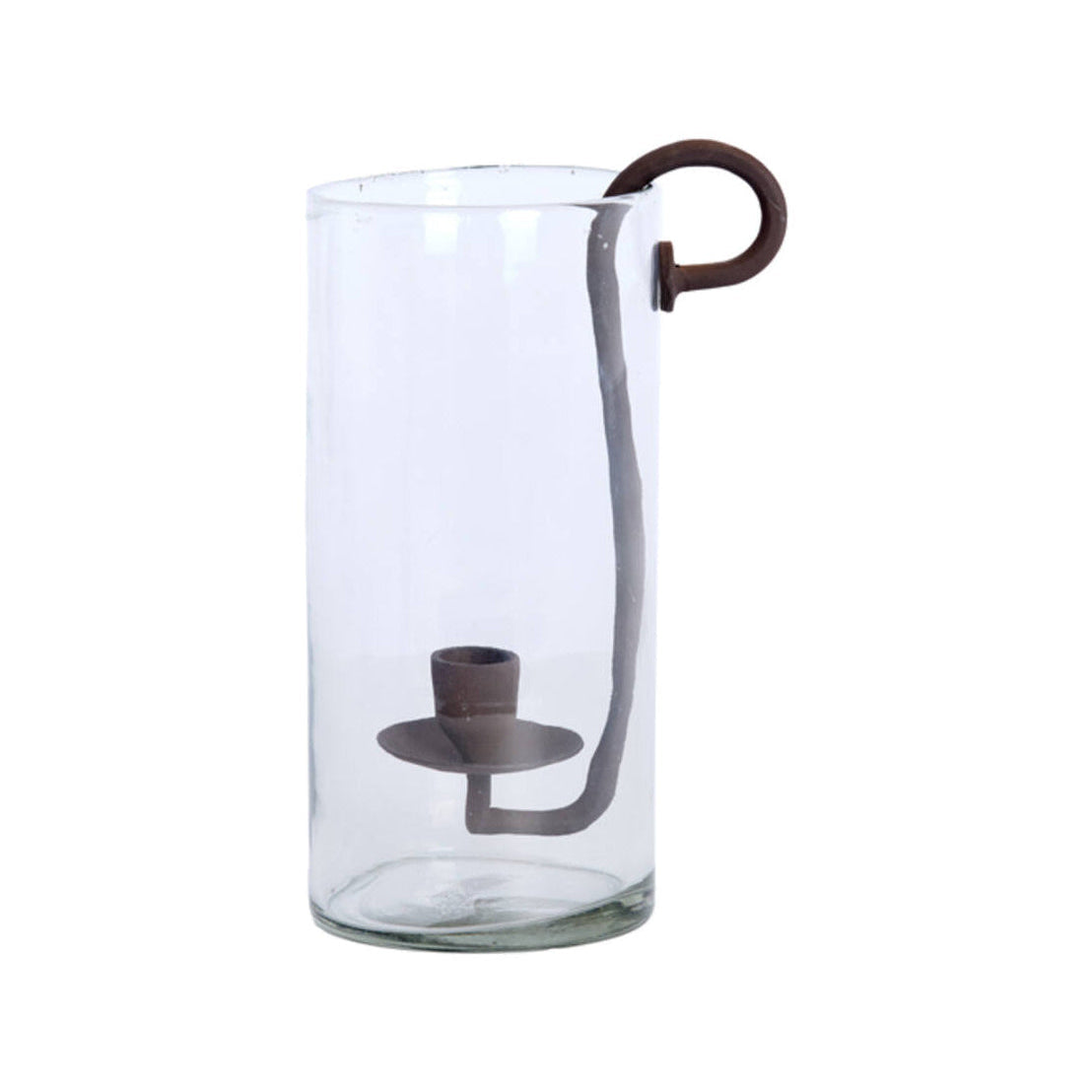 Dolega Clear & Antique Dark Brown Glass Hurricane Candle Holder 28.5cm
