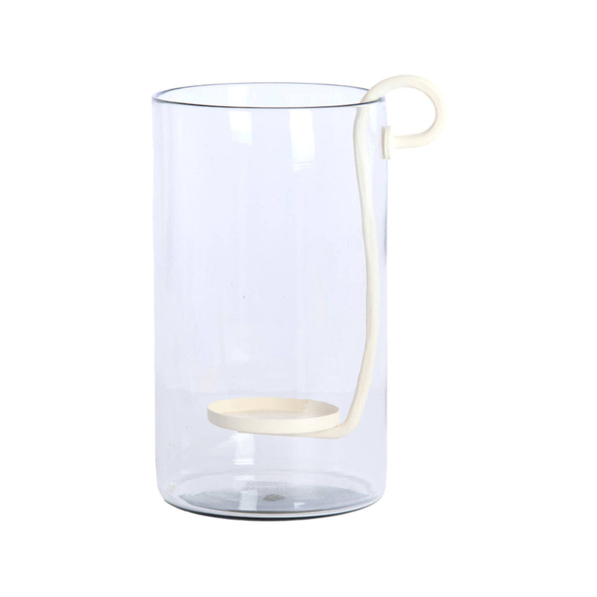 Dolega Clear & Cream Glass Hurricane Candle Holder 33cm