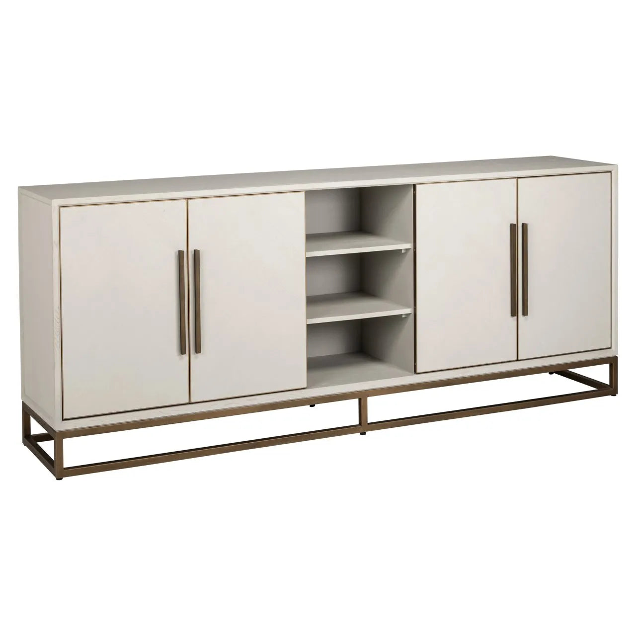Richmond Interiors Whitebone Verona Grey & Brass Sideboard | 4 Doors